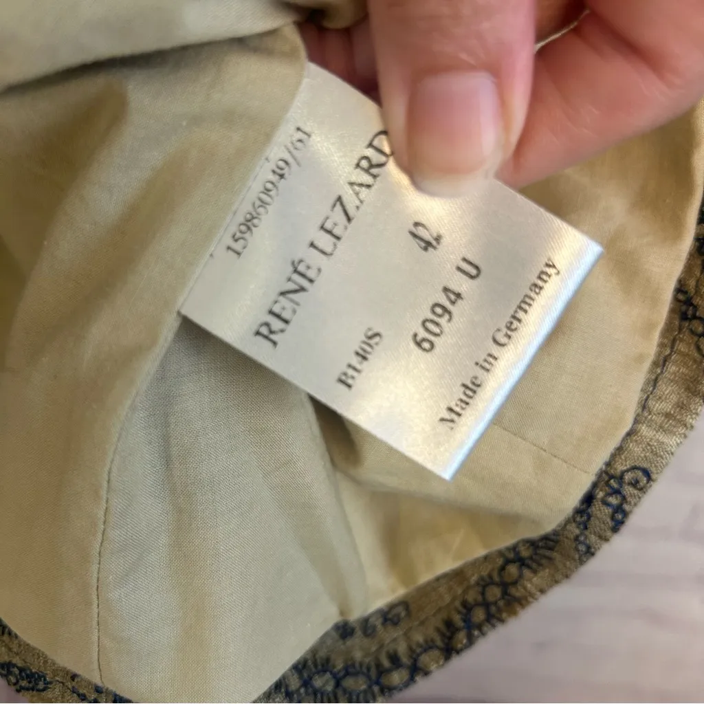 Vintage RARE Rene Lezard All silk swirl print regency blazer Germany size 42 Tan - Image 7