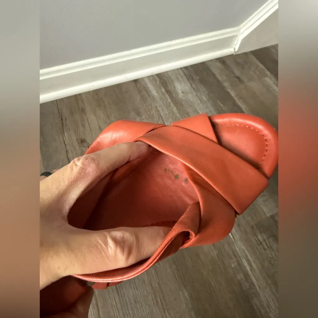 Cole Haan X Nike Air Heels Pumps Strappy Sandals Funky Retro Orange Coral Size 7 - Image 9