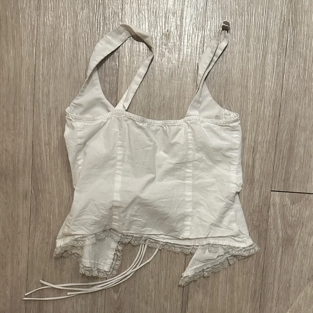 More to Come Cristal Tie Front Top in White Size XS - Image 4