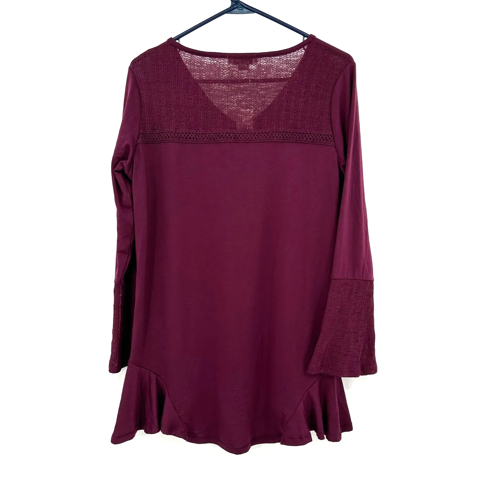 Simply Noelle Size‎ S / M NWT Knitted Peasant Blouse Bell Sleeves Purple - Image 2