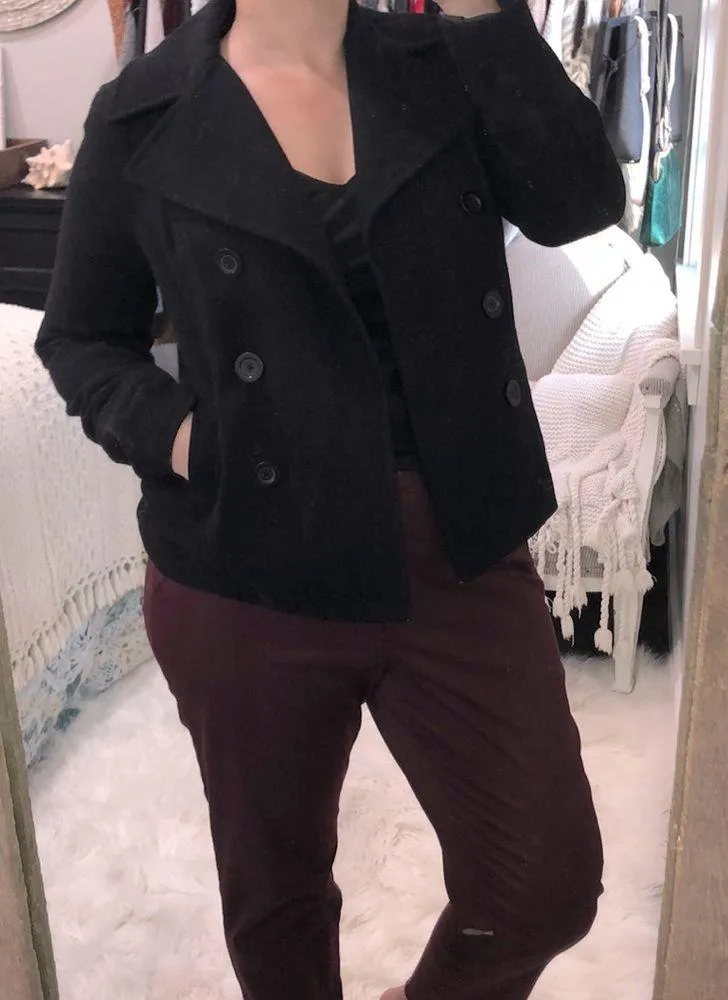 Old Navy size small black wool blend blazer coat - Image 2