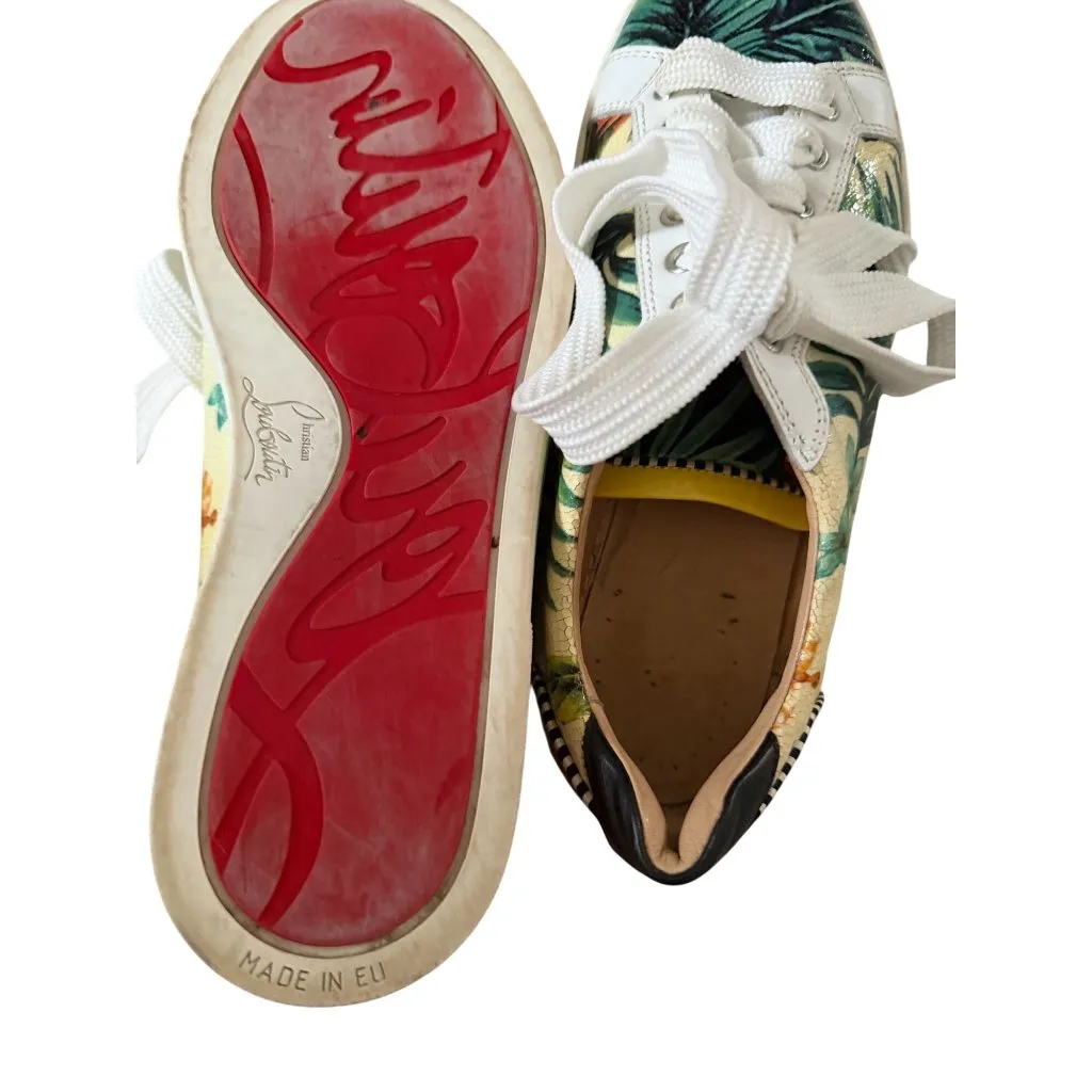 CHRISTIAN LOUBOUTIN Seava Hawaii Print Leather Low Sneakers Size 37 / 7 - Image 6