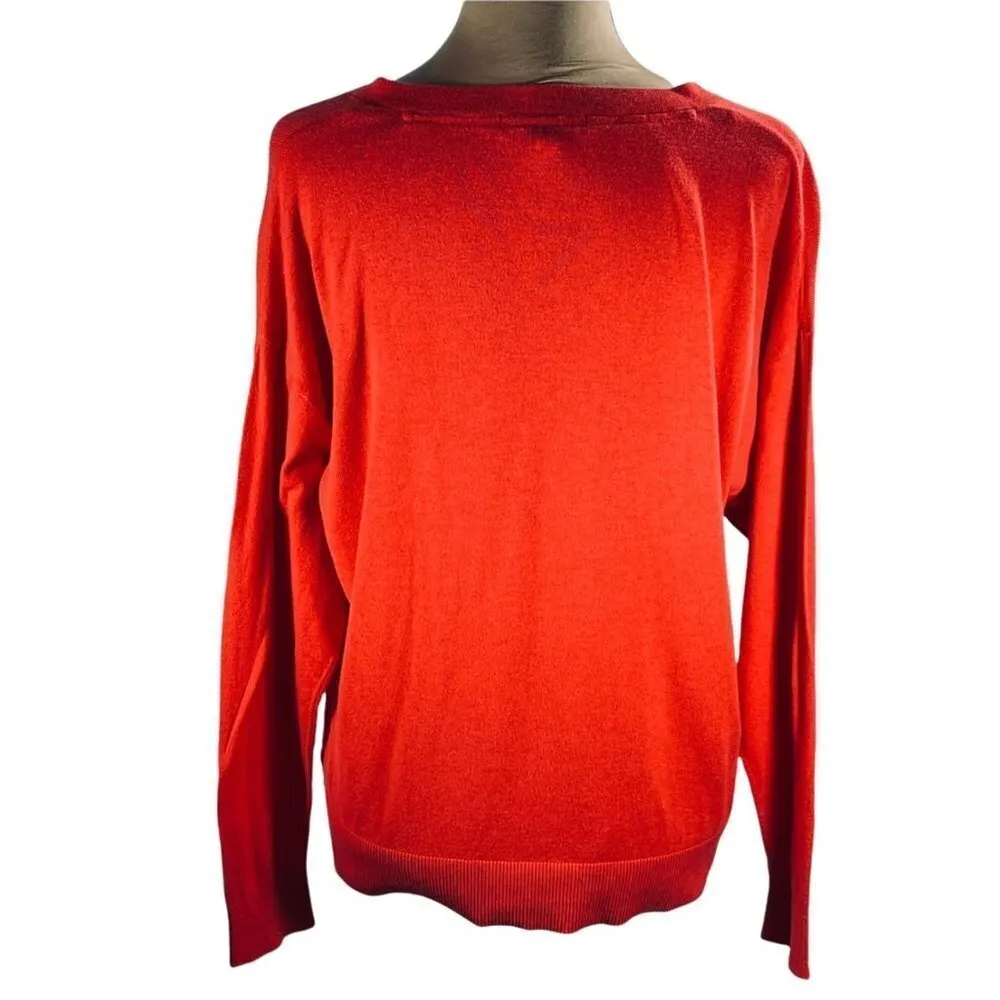 Elizabeth and James Cherry Red Long Sleeve V-Neck Sweater Size S Small - Image 3
