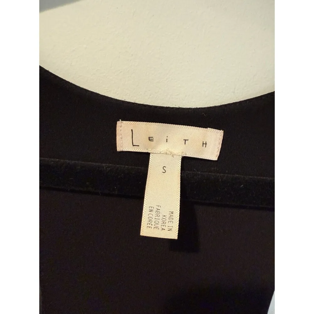 Leith Midi Dress Womens Small Black Sleeveless Stretch Body Con Travel Vacation - Image 3