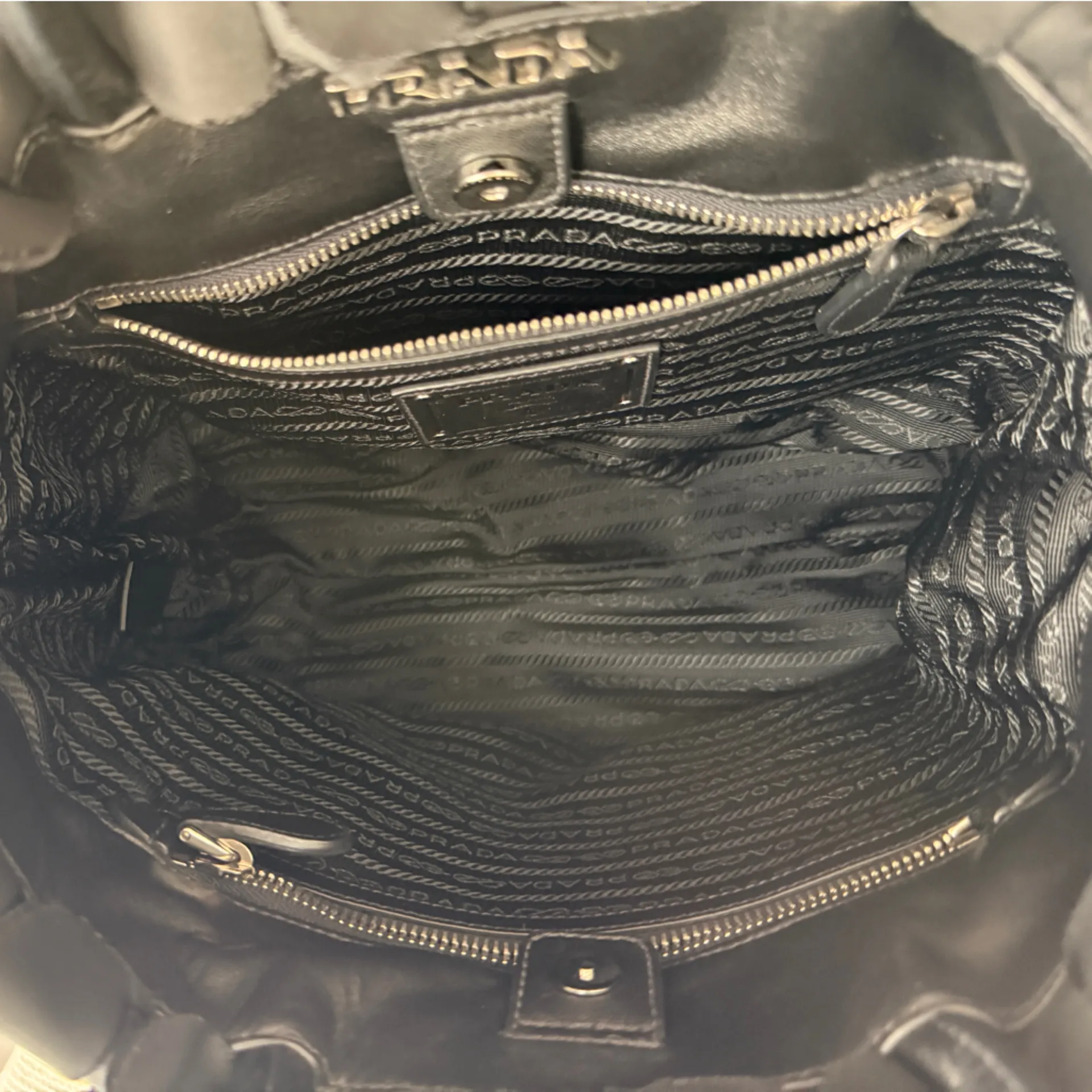 Vintage Prada Black Ruffle Nylon Tote - Image 4