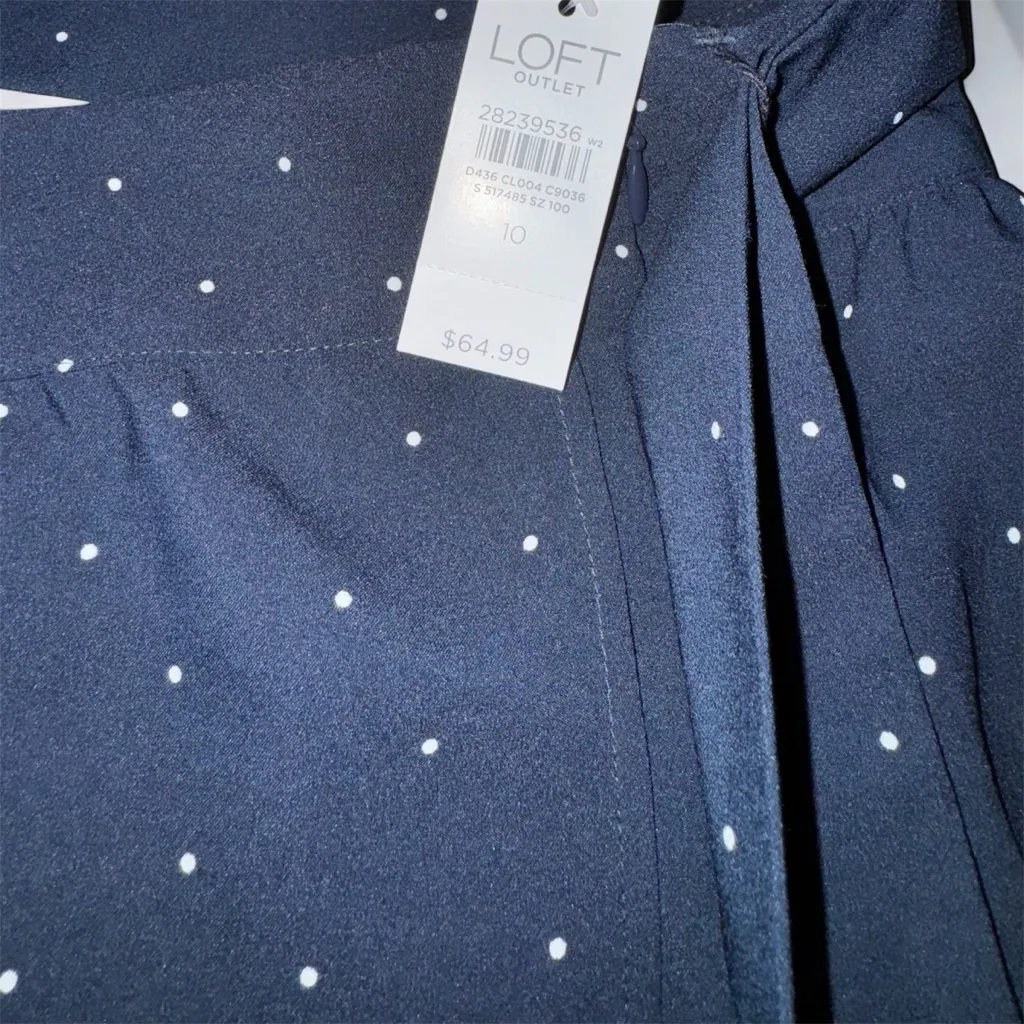 LOFT Outlet Navy Blue Polka Dot Hi-Low Skirt Size 10 NWT - Image 2