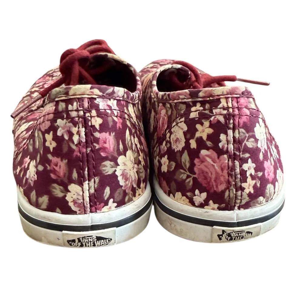 Vans Burgundy Floral Canvas Sneakers Women’s Size 6.5 - Image 2