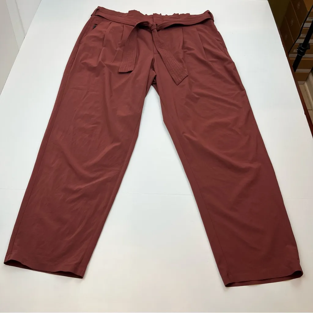 Athleta Womens Skyline Pant Belted Waist Cognac Brown‎ Size 14 Athletic *FLAW - Image 2