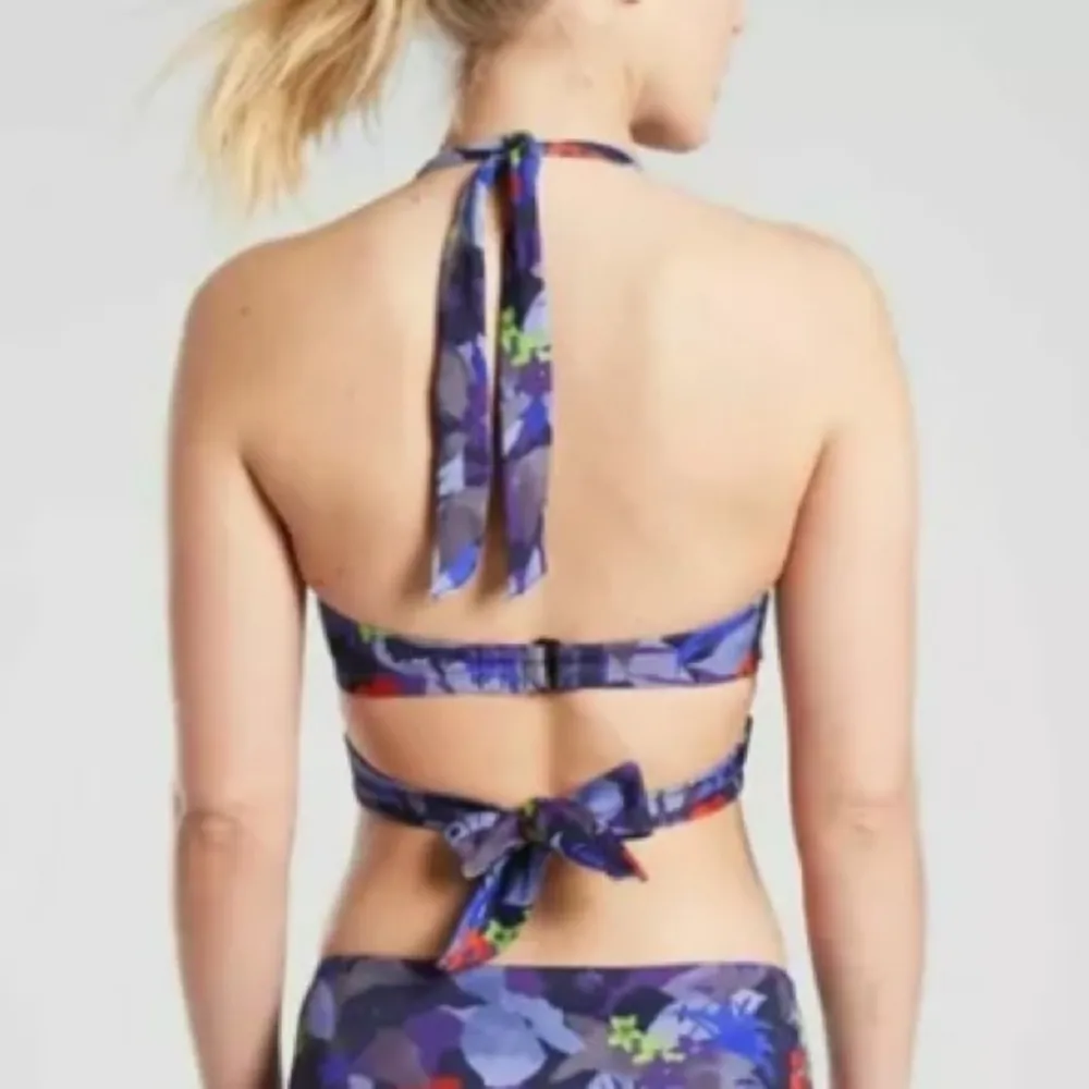 Athleta Twilight Tropic Wrap Bikini Top Yacht Blue Size 32D/DD Underwire - Image 2