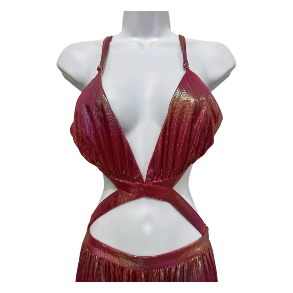 NWT Retrofete Jett Dress XL Multicolor Cutout Ombre Metallic Maxi - Image 8