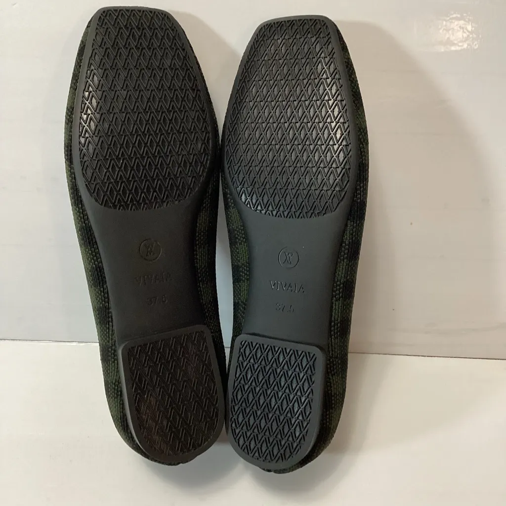 Vivaia square toe V cut flats Plaid Flats Margot 2.0 women’s shoes size 37.5 Green - Image 6