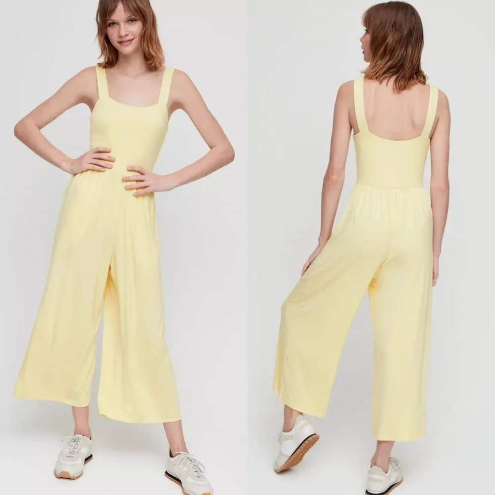 Aritzia Wilfred Free Assonance Jumpsuit Wide-Leg Cropped Flowy Yellow Size XS - Image 2