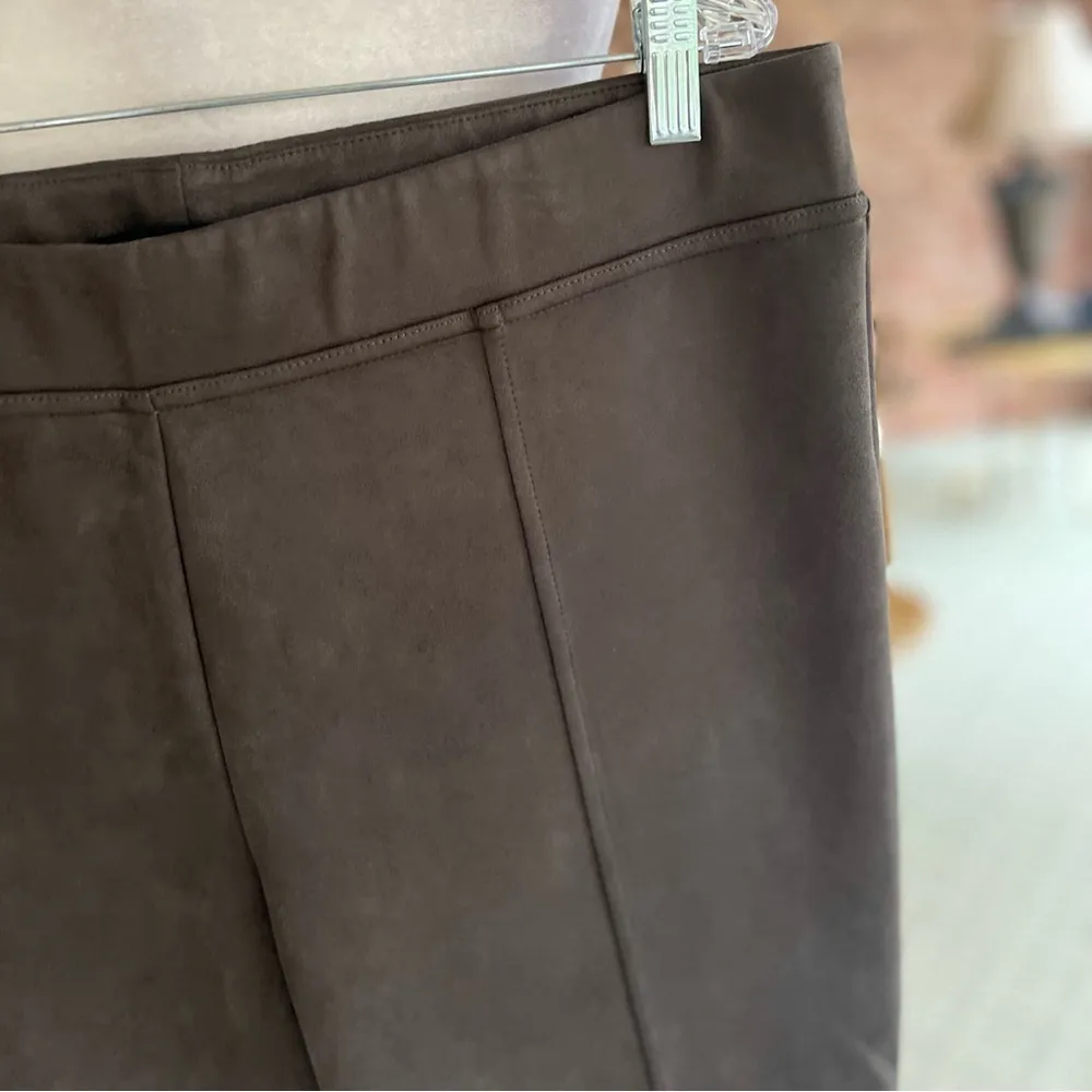 Andrew Marc Pants Skinny Faux Suede Microfiber Ankle Taupe Brown XL Casual Chic - Image 5