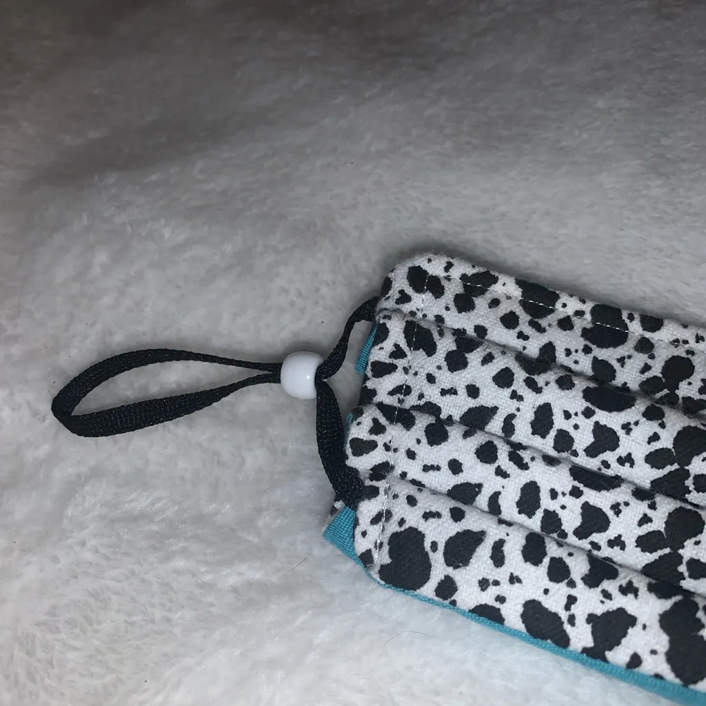 Handmade Fabric Face Mask Black White Cow Print - Image 4