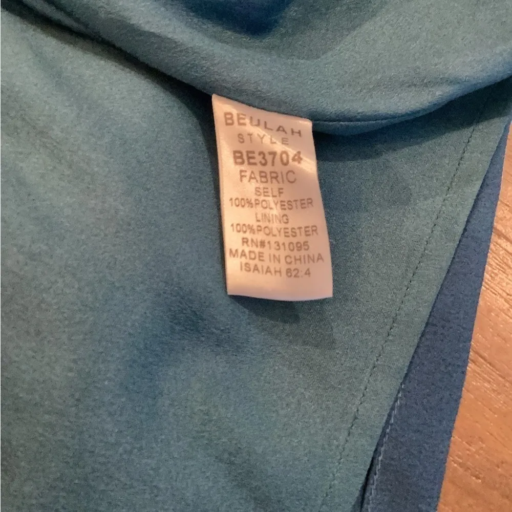 Beulah blue Ruched v Neck 3/4 Sleeve bodycon knee mini cocktail Dress s - Image 7