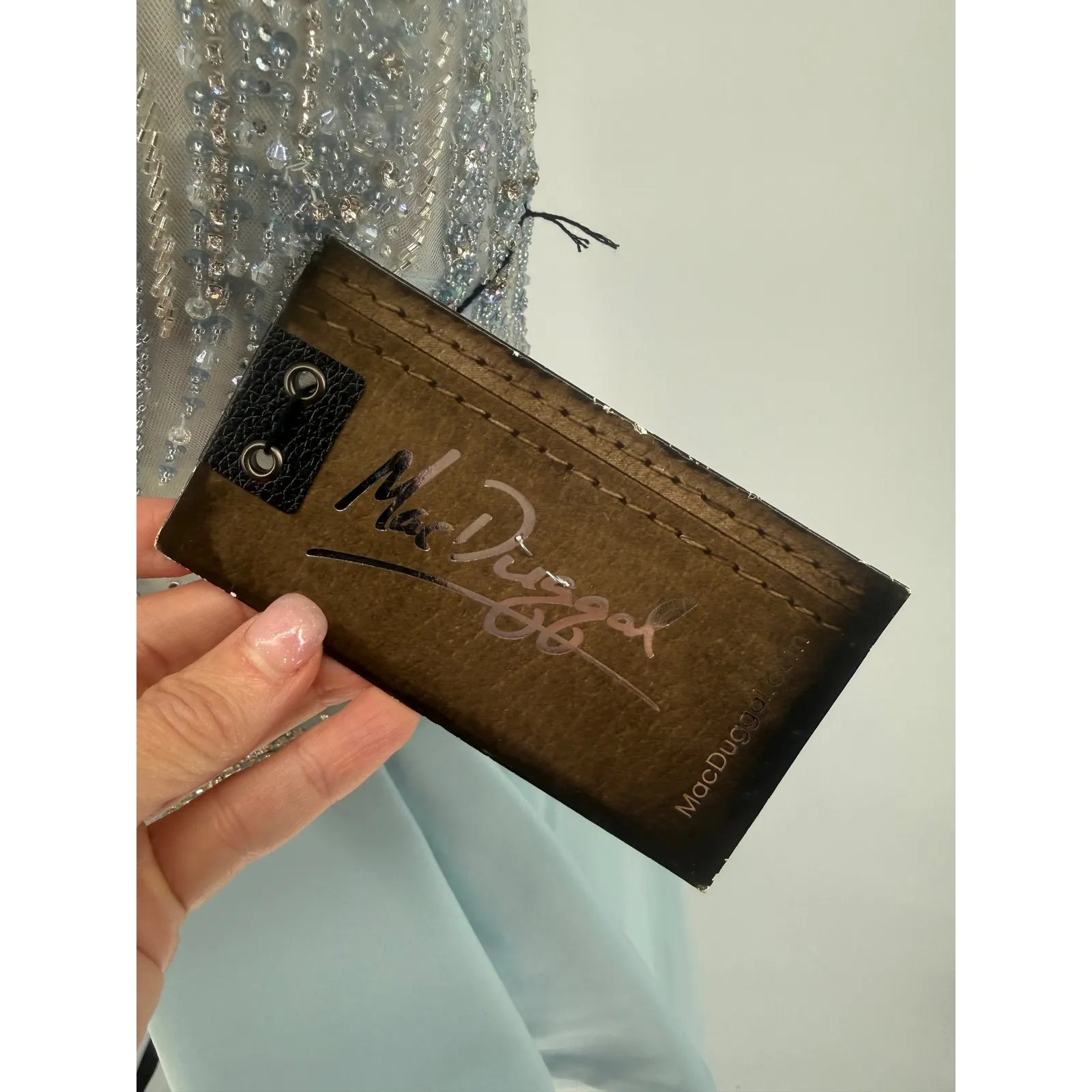 NWT Mac Duggal 11203 Embellished
Illusion Peplum Bodice Gown Powder Sz 6 $598 - Image 5