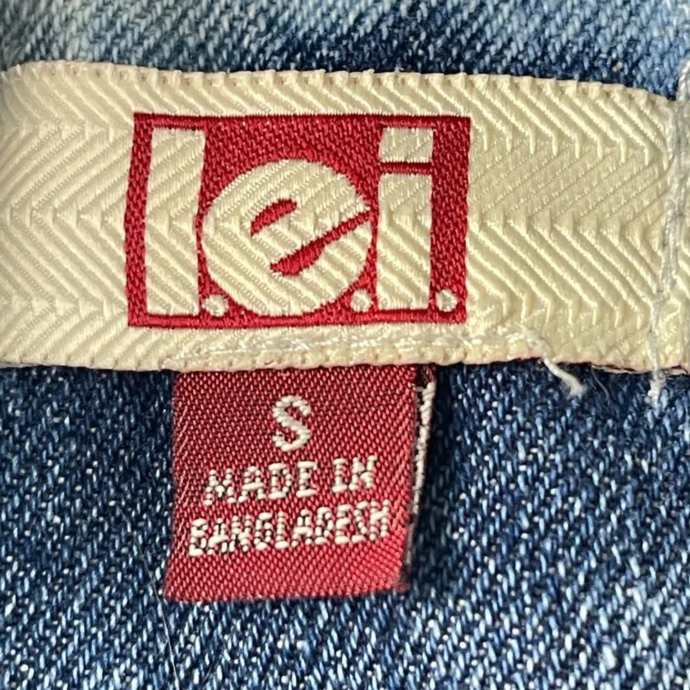 Lei Plum Sweatshirt Sleeve Hooded Jean Jacket Juniors Size S Blue Gray Button Up - Image 4