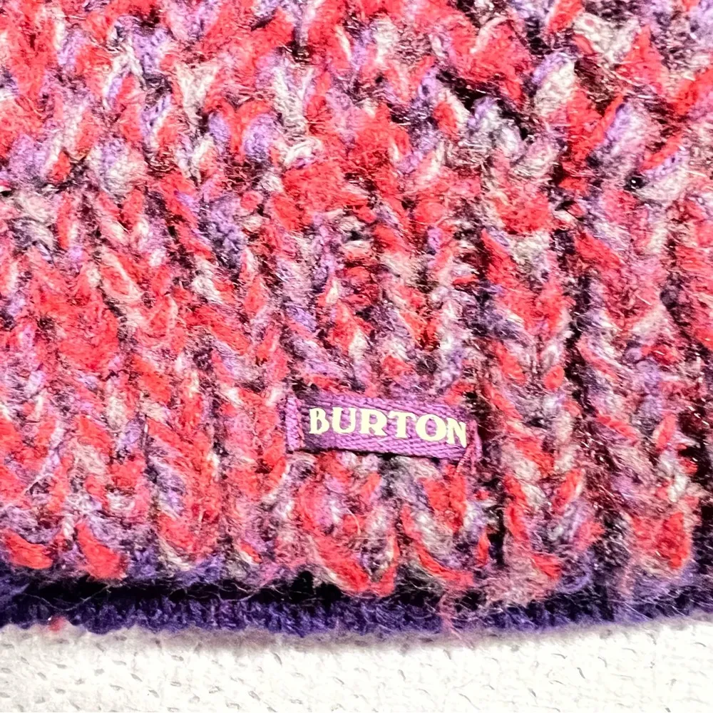 Burton Red Purple Ribbed Knit Wool Beanie One Size EUC - Image 2
