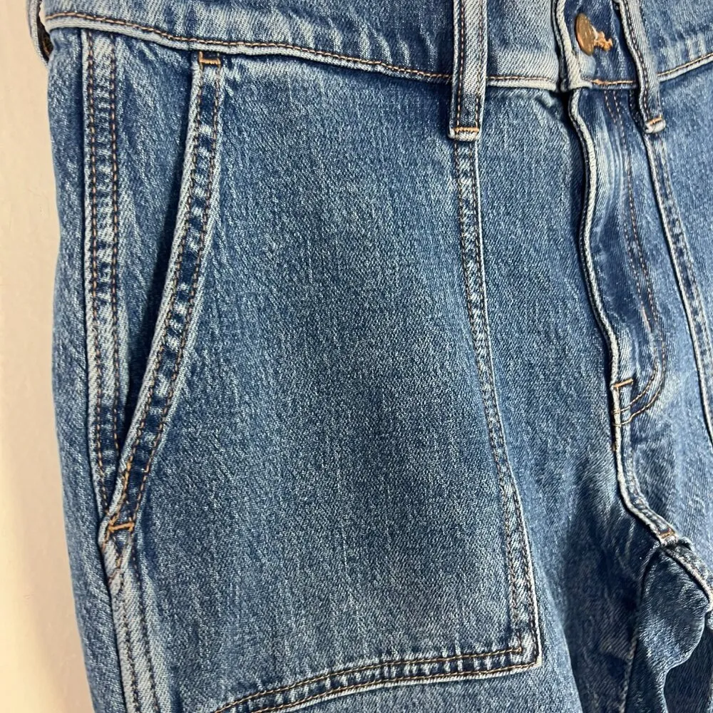 NWT J. Crew Factory Patch Pocket Cropped Straight Leg Jeans Size 26P 26 Petite Blue - Image 4