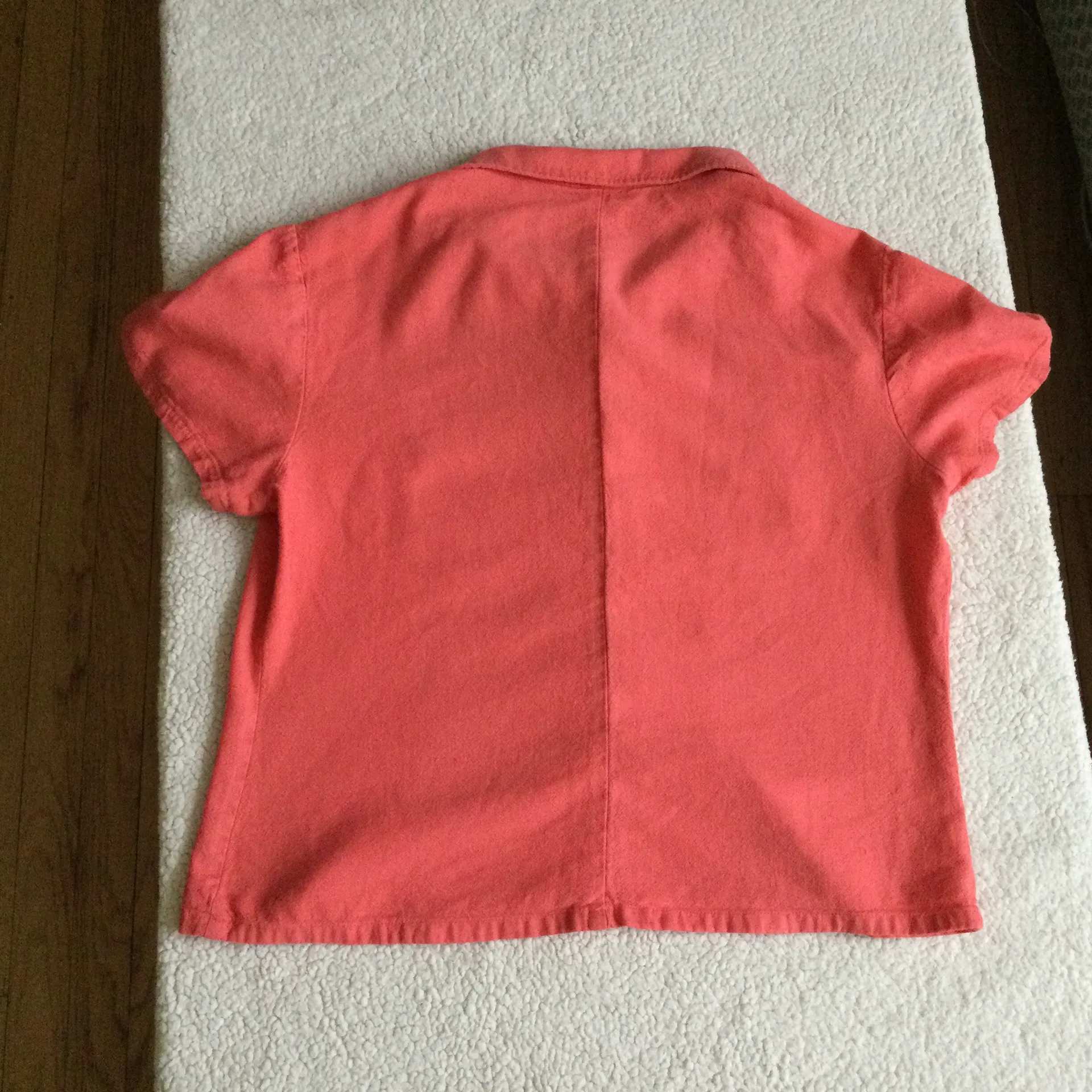 Vintage Studio Ease Linen Blend Button Up Short Sleeve Top Coral Pink - Image 6
