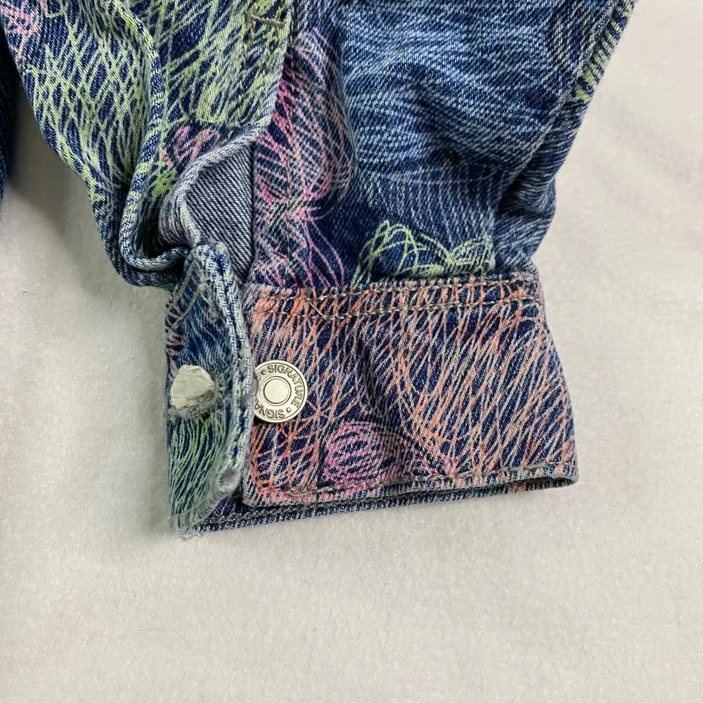 Signature 8 Denim Jacket Pastel Print Women's Jean Jacket Casual Easter Sz S NWT Blue - Image 8