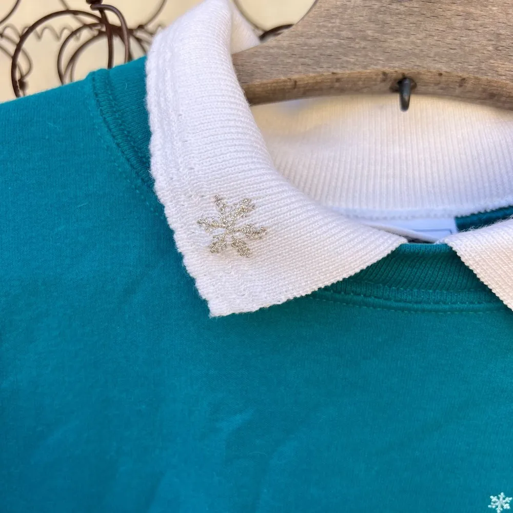 Vintage 90s Morning Sun Teal Dandelion Snowflakes in the Wind Sweatshirt MEDIUM - Image 4