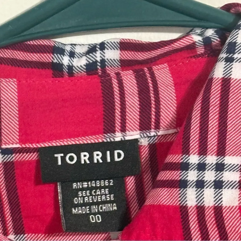 Torrid Red Plaid Button Down Shirt‎ - Image 3