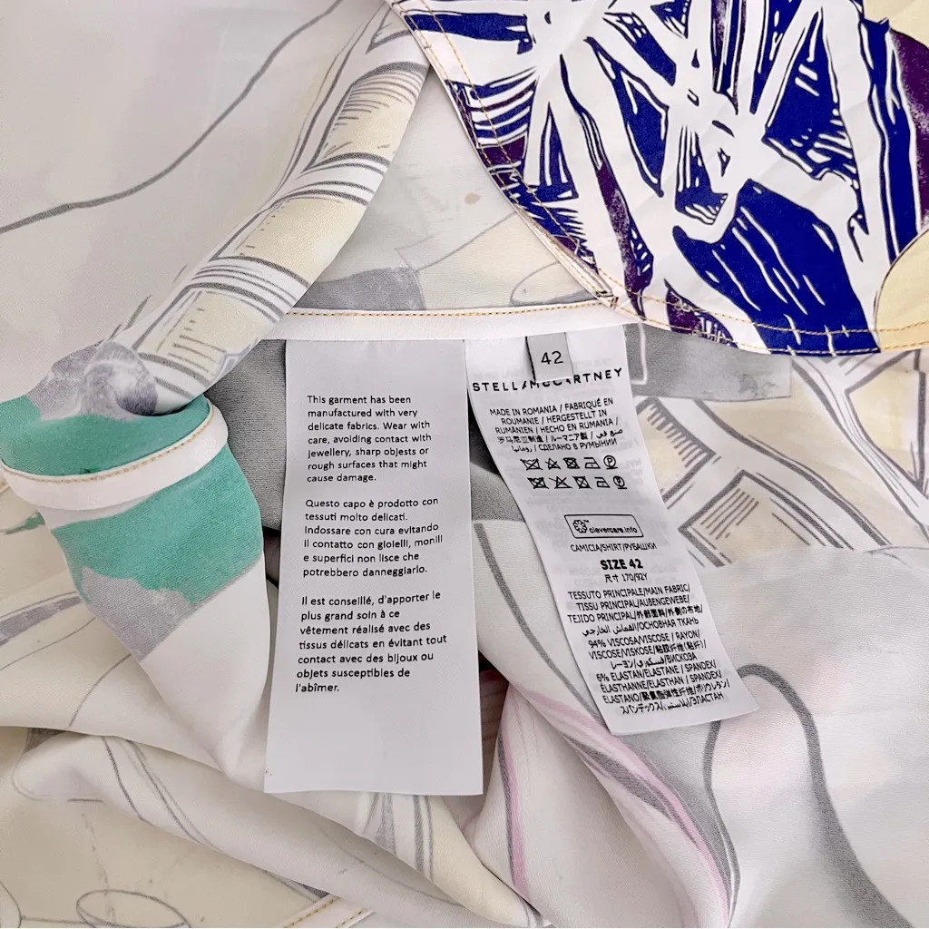 Stella McCartney Multicolor ‘Ahab Abstract Long Sleeve Button Up Blouse’ Size 42 - Image 11