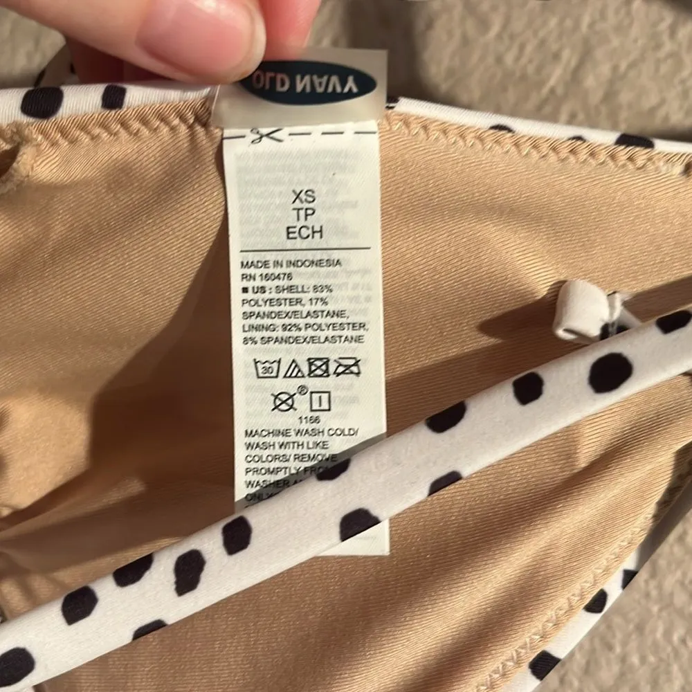 New Old Navy Polka Dot String Bikini Triangle Bikini Top Black White XS - Image 7