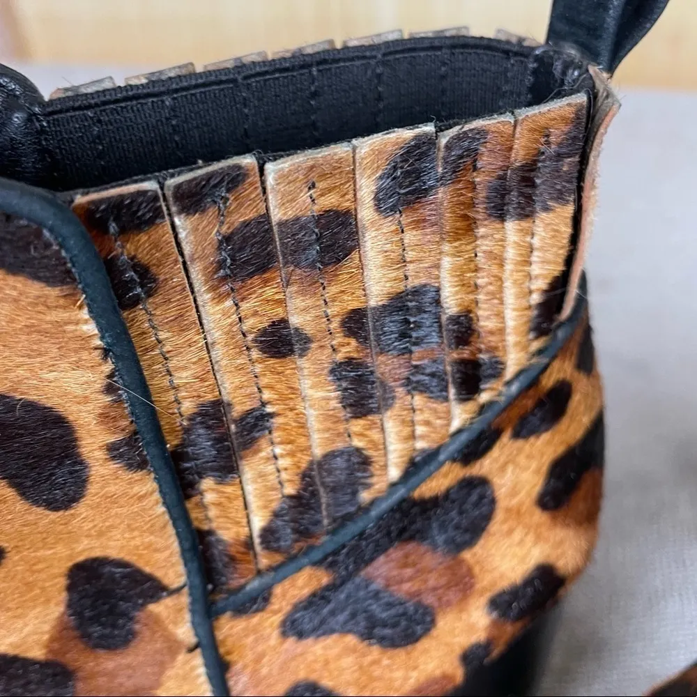 SCHUTZ Leopard Print Fur Booties Size 5 - Image 4