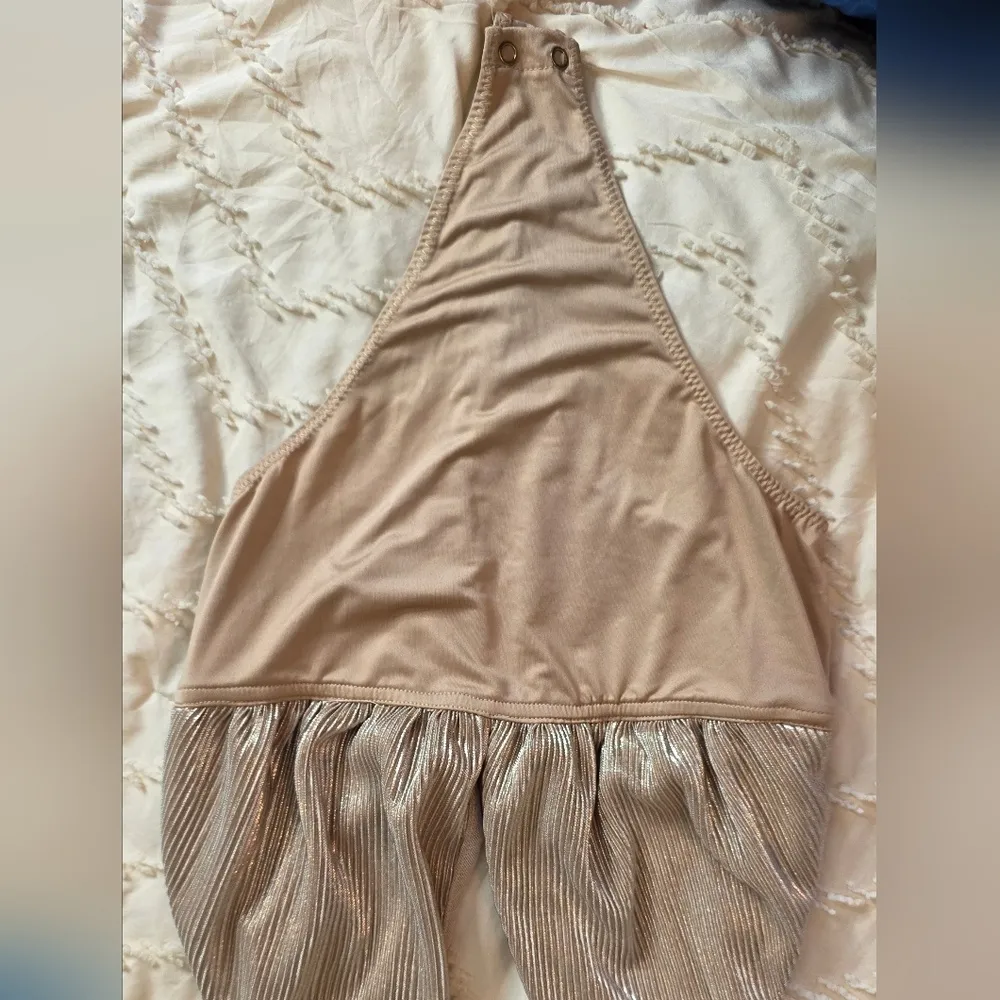 Bodysuit Tank Top Deep V Neck Rose Gold Medium - Image 2