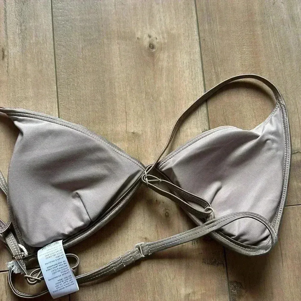 NWT Good American Mink Shine Perfect Fit Triangle Bikini Top Strappy Sz 2 Medium - Image 10