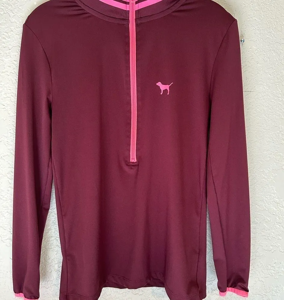 PINK Victorias Secret Ultimate Raspberry / Berry W/ Pink Strip 1/2 Zip Up  Small - Image 10