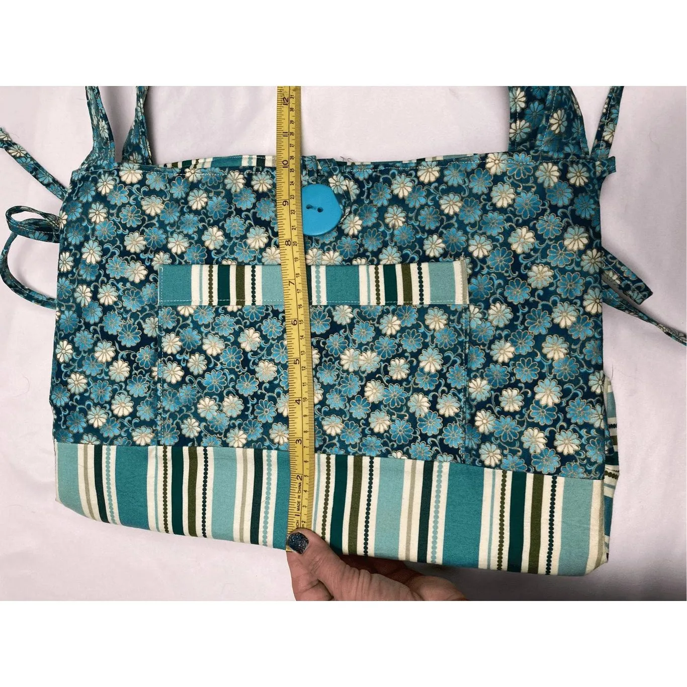 Handmade Green Teal Fabric Purse‎ - Image 7
