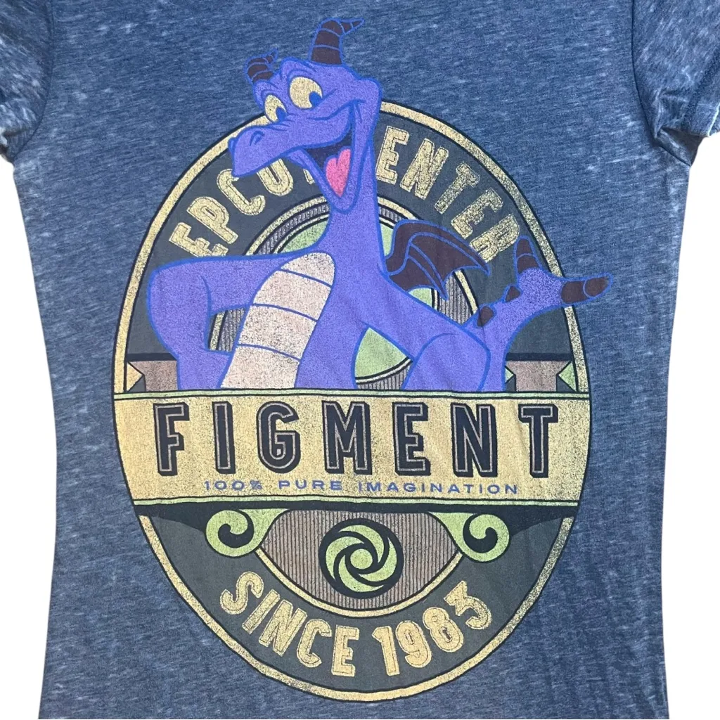 Disney Parks Womens T-Shirt FIGMENT Small Disney World Land Bound Purple Dragon - Image 2