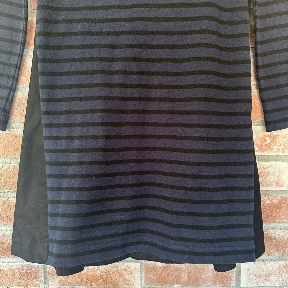 Sacai 1910 Navy Black Striped Long Sleeve Dress Women’s 2 Medium Cotton Rare - Image 3