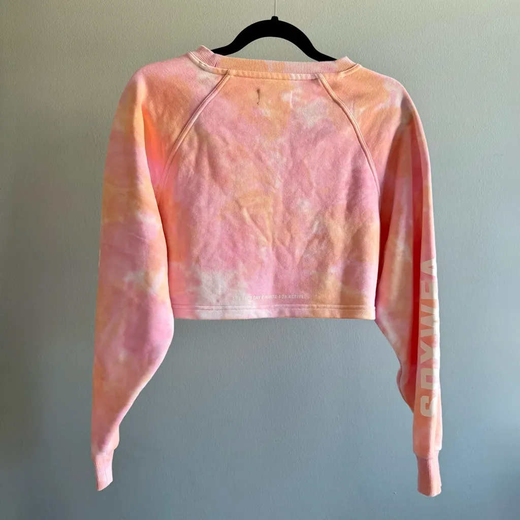 White Fox Cali Babe Cropped Sweater & Biker Short SET, Pink Sunset | Size Small - Image 6