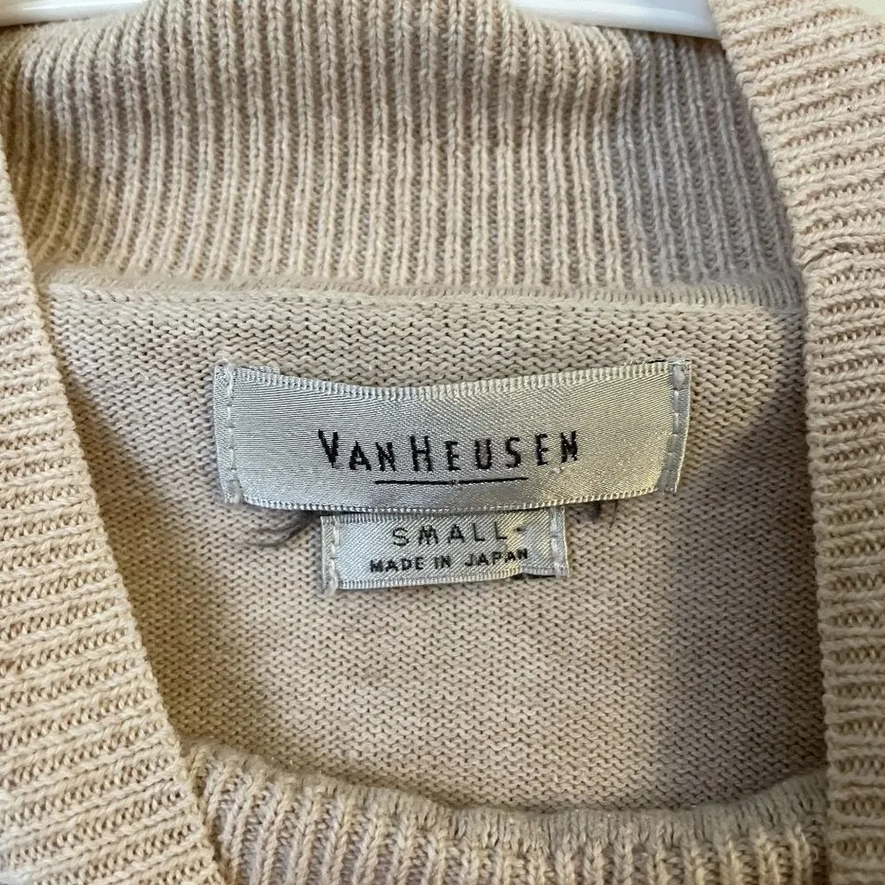 VanHeusen cream knit sweater classic business casual professional top cotton - Image 5