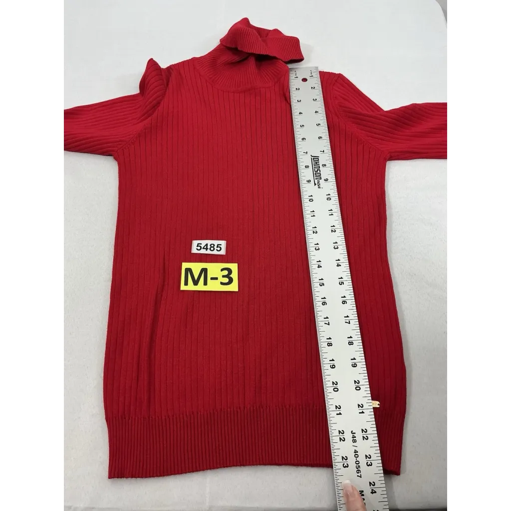 Womans Calvin Klein Long Sleeve Pullover Sweater Small Red Ribbed Knit - Image 7