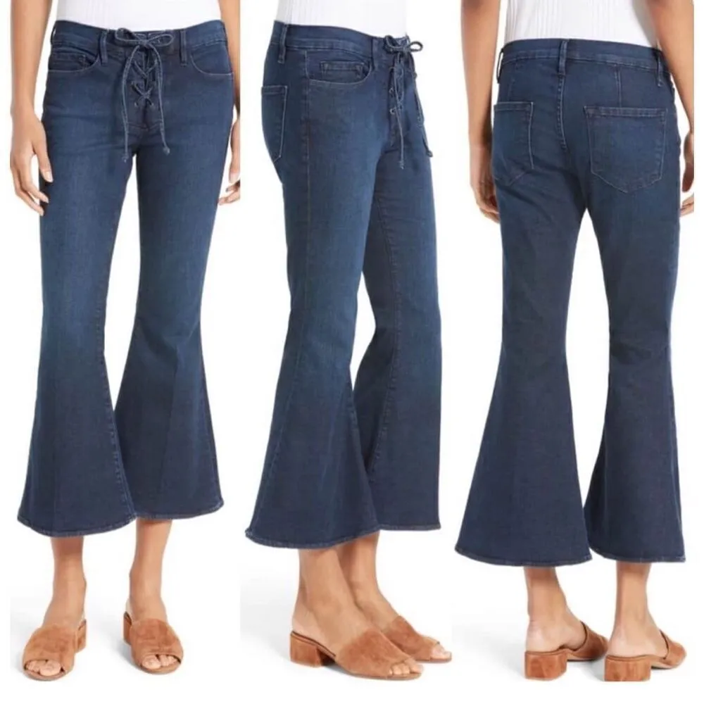 Frame Le Bell Lace Up Jean In Hayworth High Waist Cropped Flare Jeans Womens Sz - Image 2