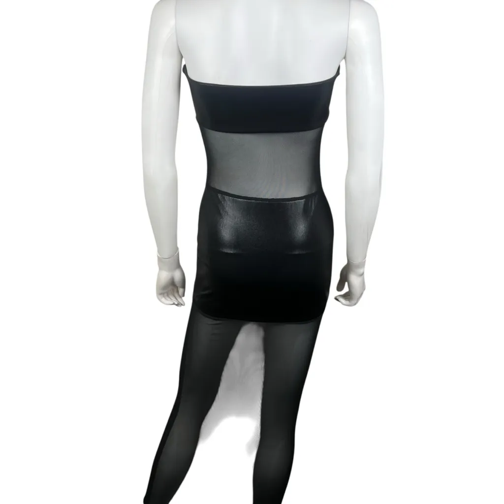 superdown Sheer Panel Black Strapless Maxi Dress - Image 7