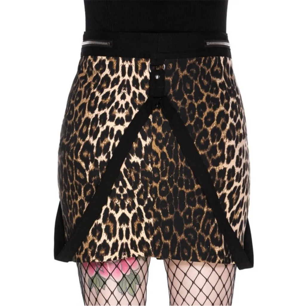 Killstar Leopard Print Zipper Skirt 
S (NWOT) - Image 2