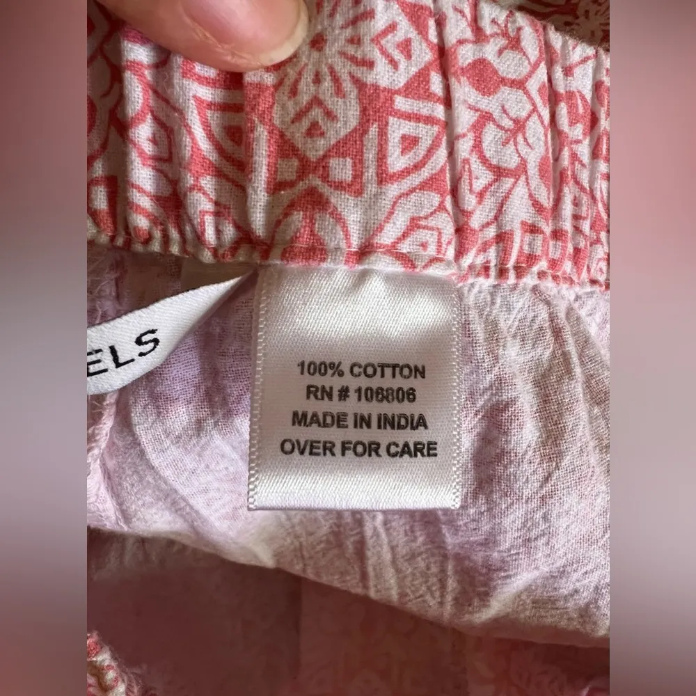 Emily Daniels Pull on Women’s Shorts Elastic‎ Waist Floral Pink 100% Cotton White Size L - Image 14