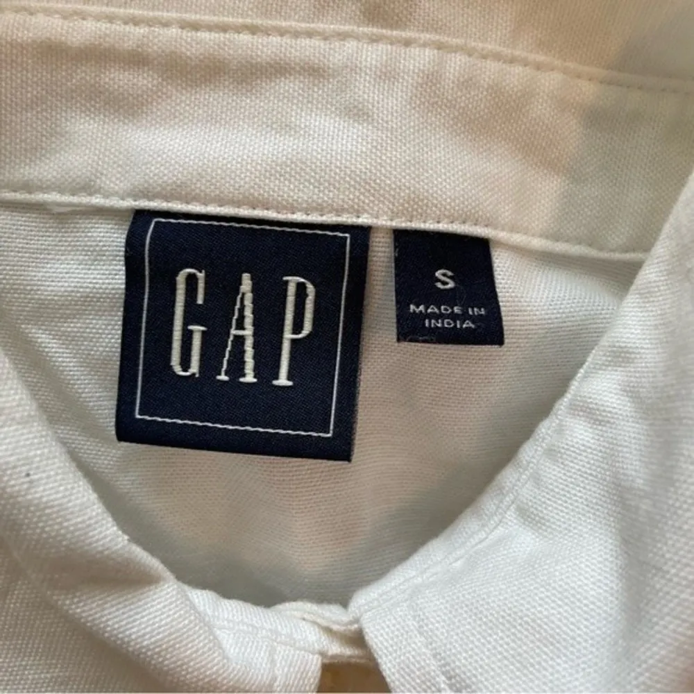 GAP White Cotton Shirt Dress Peplum Long Sleeve Size Small - Image 8