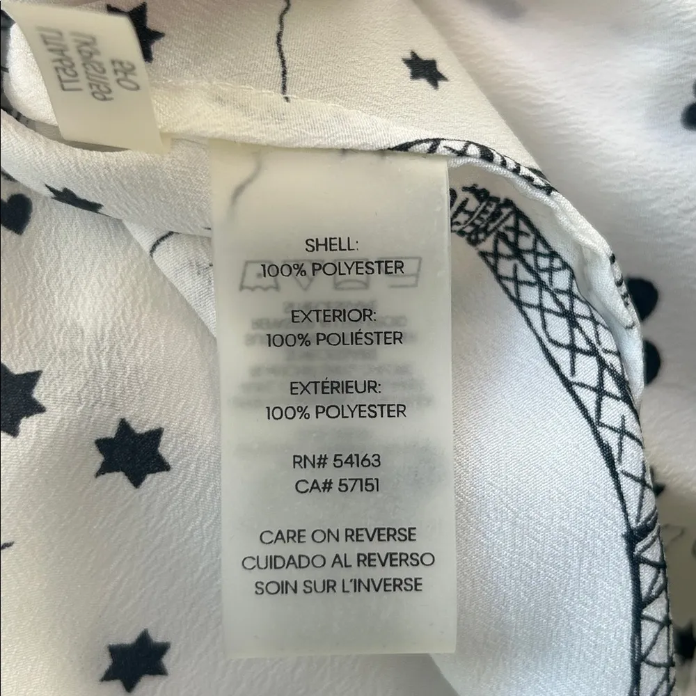 Karl Lagerfeld Button Down White Black Top Size Small - Image 16