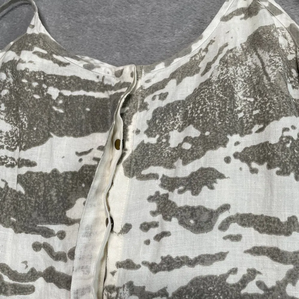 Enza Costa Jumpsuit Womens Large 3 Grey French Linen Drawstring Resort Vacation Gray - Image 5