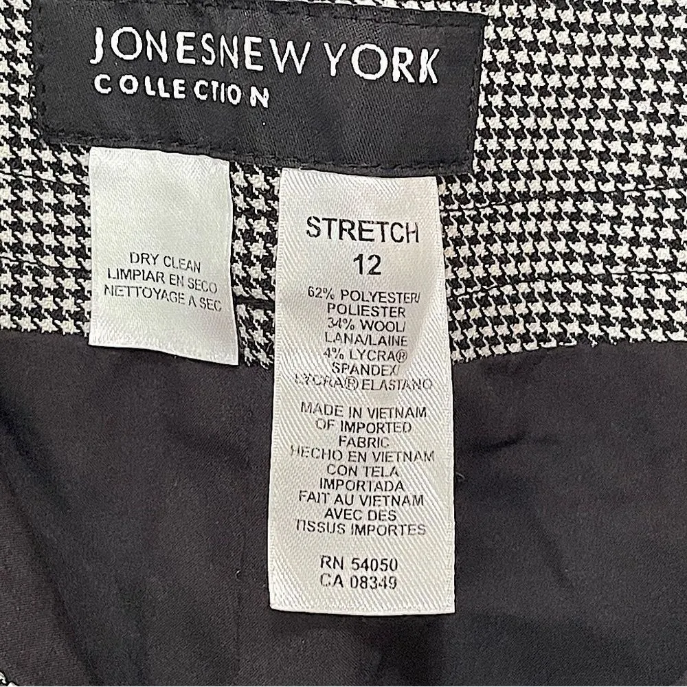JONES NY Wide‎ Leg Black & White Checkered Dress Pant, Size 12 - Image 5