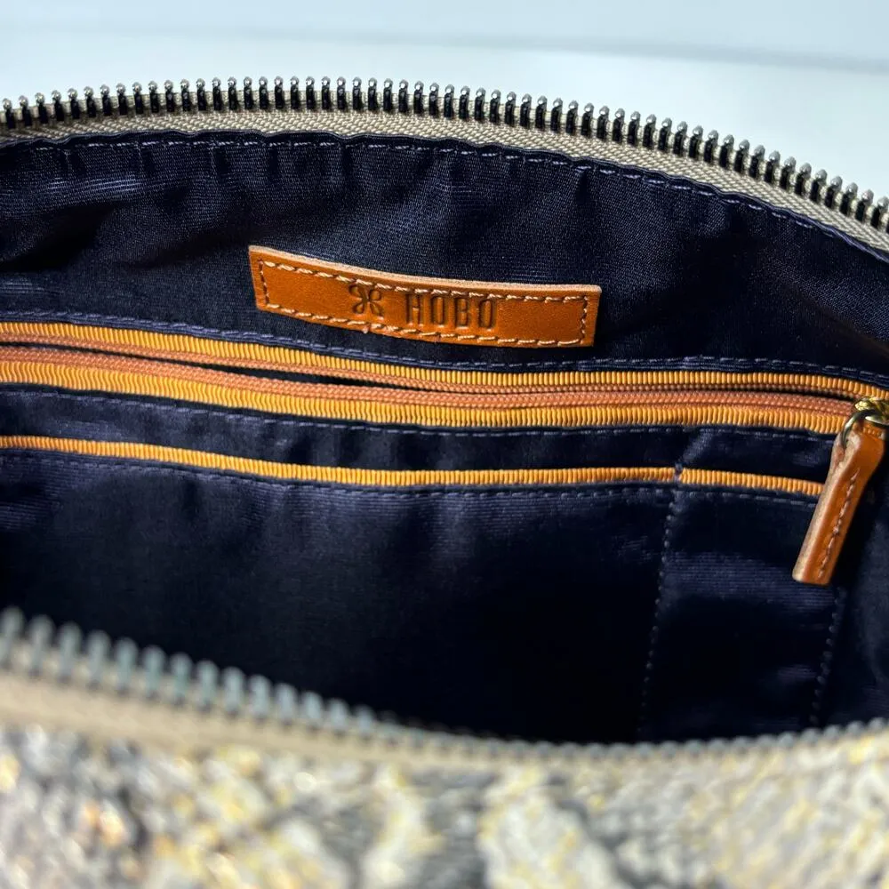 Hobo Lennox Leather Snake Print Gold Tone Shoulder Hobo Bag - Image 8