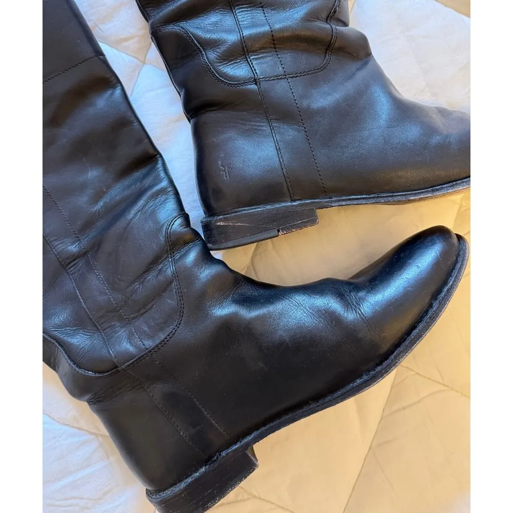 FRYE Tall Leather Riding Boots Heeled Knee High Size 9 - Image 4