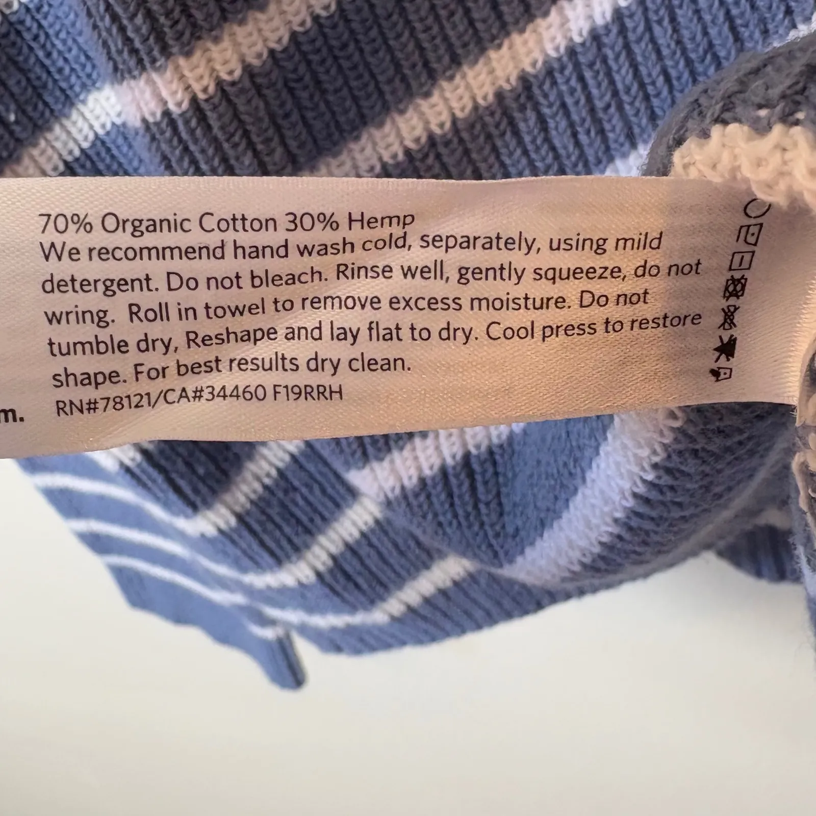 Eileen Fisher Striped‎ Organic Cotton Hemp Knit Sweater Top XS Blue White - Image 5